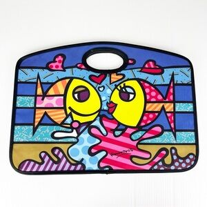 2011 Romero Britto Kissing Fish Deeply in Love Colorful Art to Wear Tote Bag